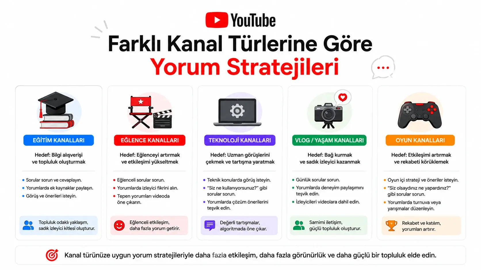 Youtube yorumları kanal türüne göre etkileşimi tetikler