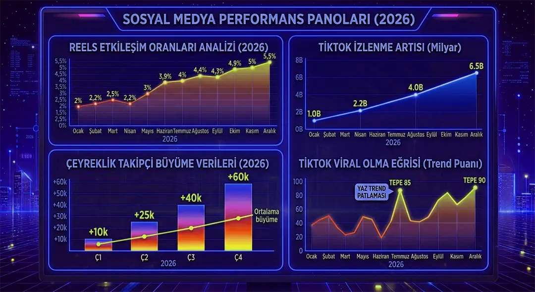 TikTok 2026 izlenme artışı ve viral olma eğrisini gösteren performans grafiği