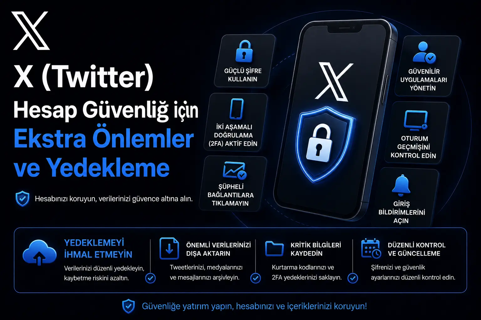 X Hesap güvenliği için ek önlemler